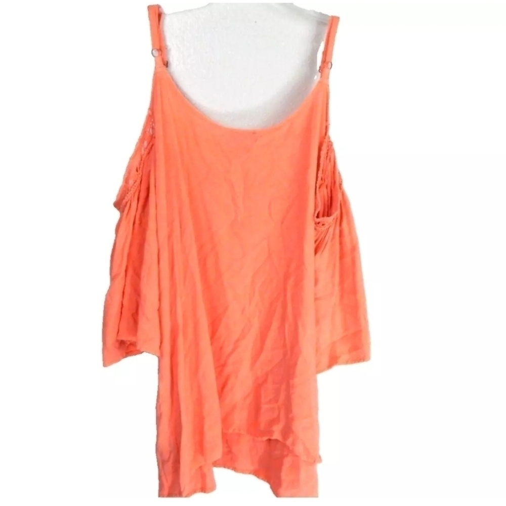 Torrid Pink Challis Cold Shoulder Lace Up Blouse - Picture 3 of 4